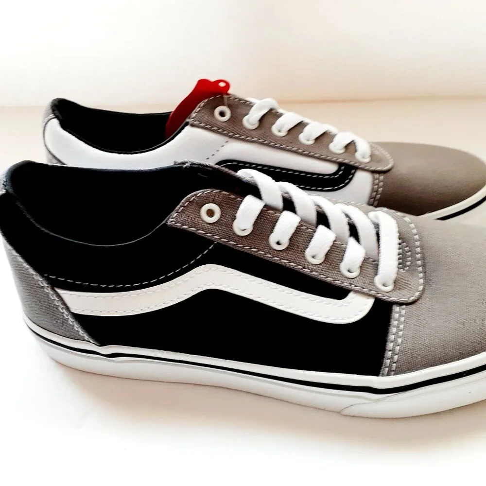 Vans Kids Shoes Skate Black Gray Lace Up Ward Boys Girls Unisex 5 Youth New
